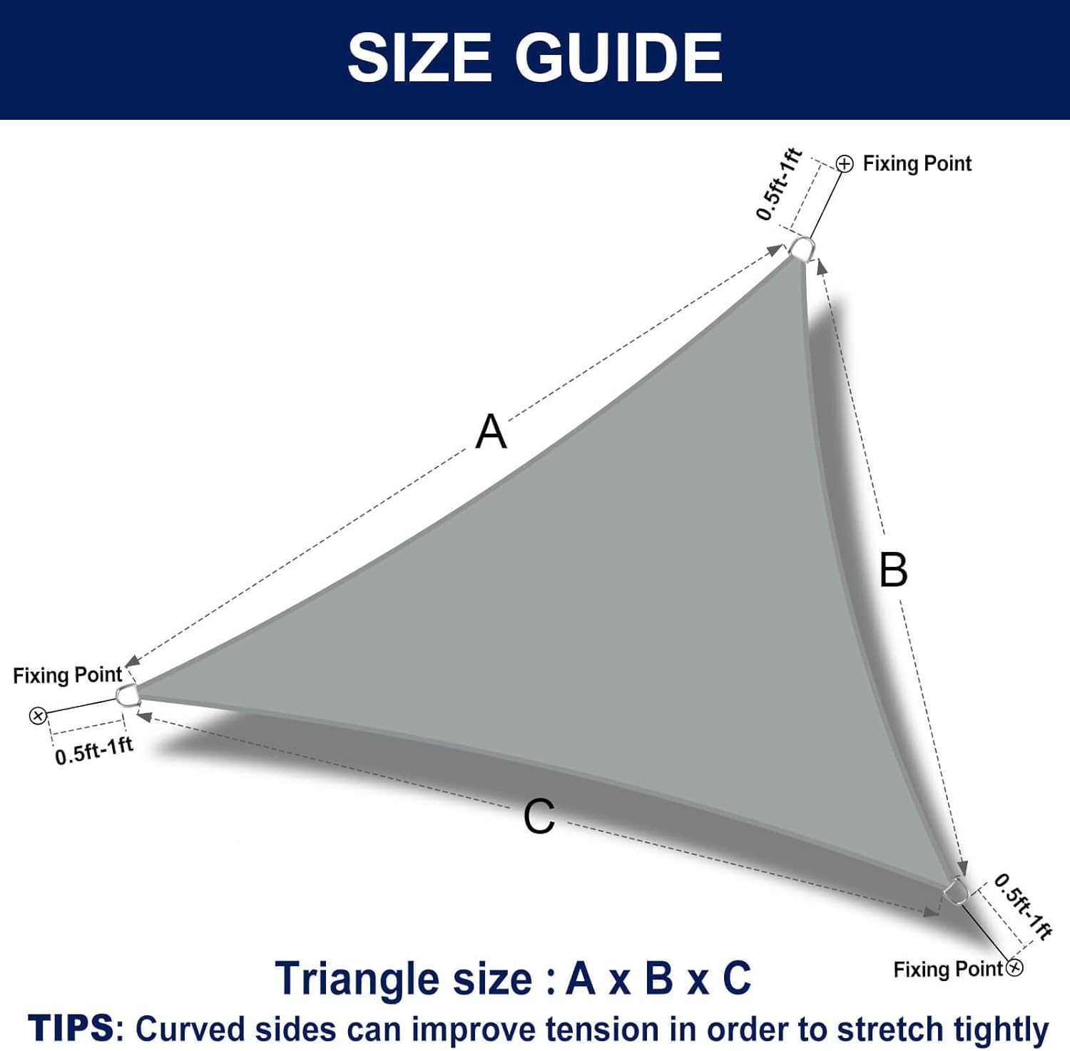 PureFit – Toldo triangular para exteriores, 8 x 8 x 8 pies, toldo de protección solar con bloqueo UV, toldo de sombra, cubierta de patio para patio