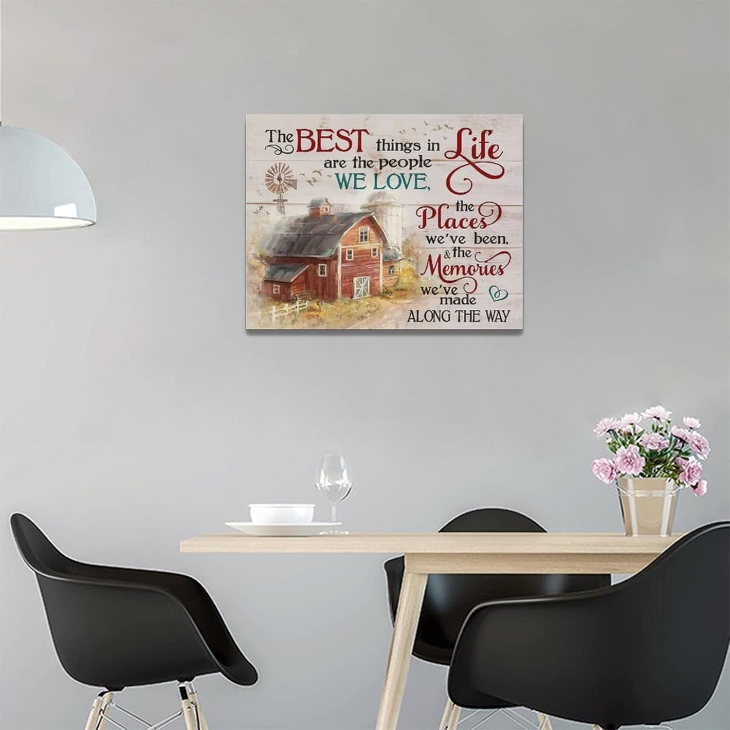 Arte de pared de granero rústico con cruz de granero, decoración de pared, citas de vida, impresiones en lienzo enmarcadas, arte moderno para el