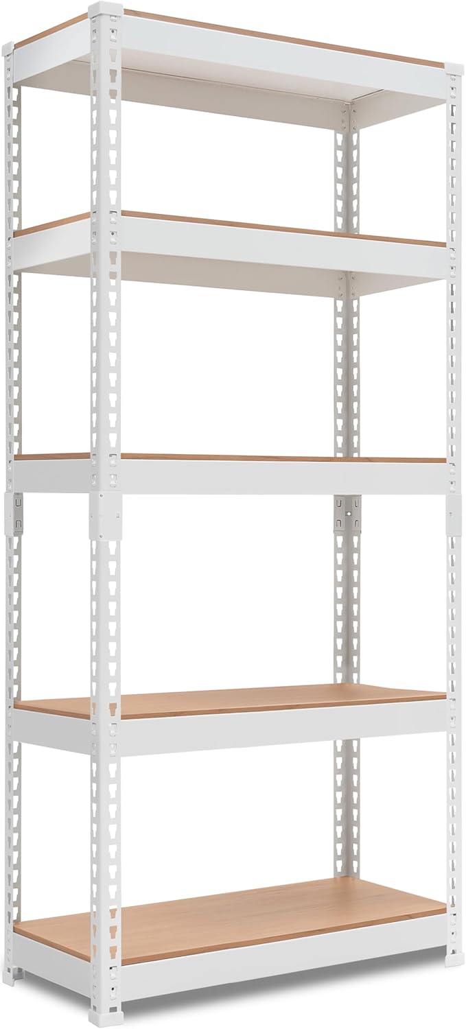 HOMEDANT Estantería de metal laminado de 5 niveles ajustable, estante de almacenamiento de garaje, estantes resistentes, estantes multiusos,