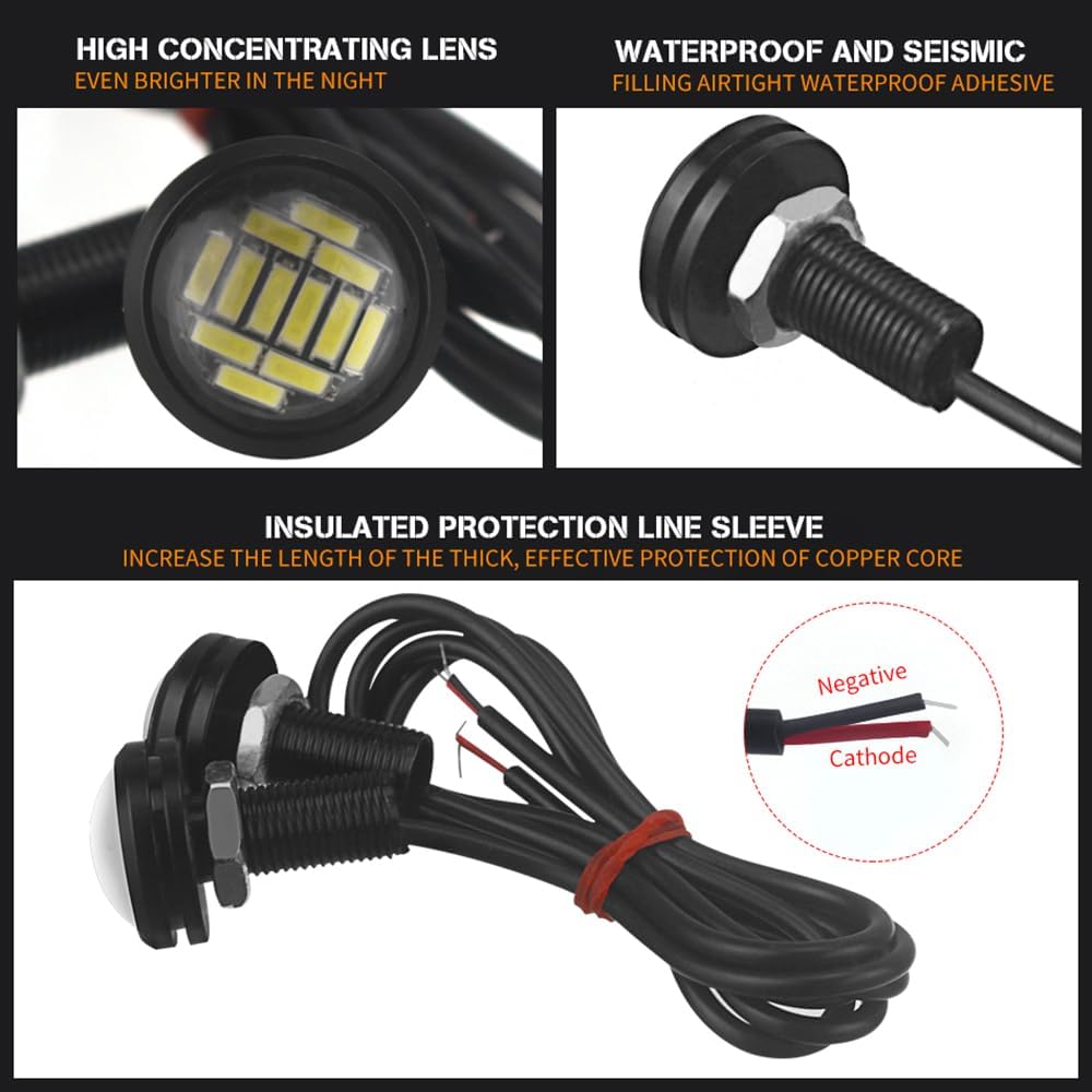 10 unids 0.709 in coche Eagle Eye DRL Led diurna Correr luces LED 12V copia de seguridad reversa señal de estacionamiento lámparas de automóviles,