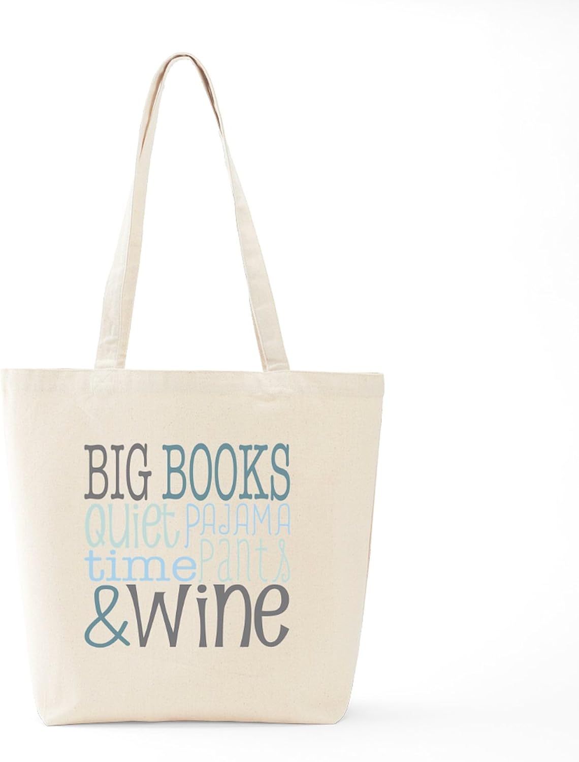 CafePress Big Books, Pajamas,Quiet, Wine Blue Tote Bag Natural Canvas Tote Bag, Cloth Shopping Bag