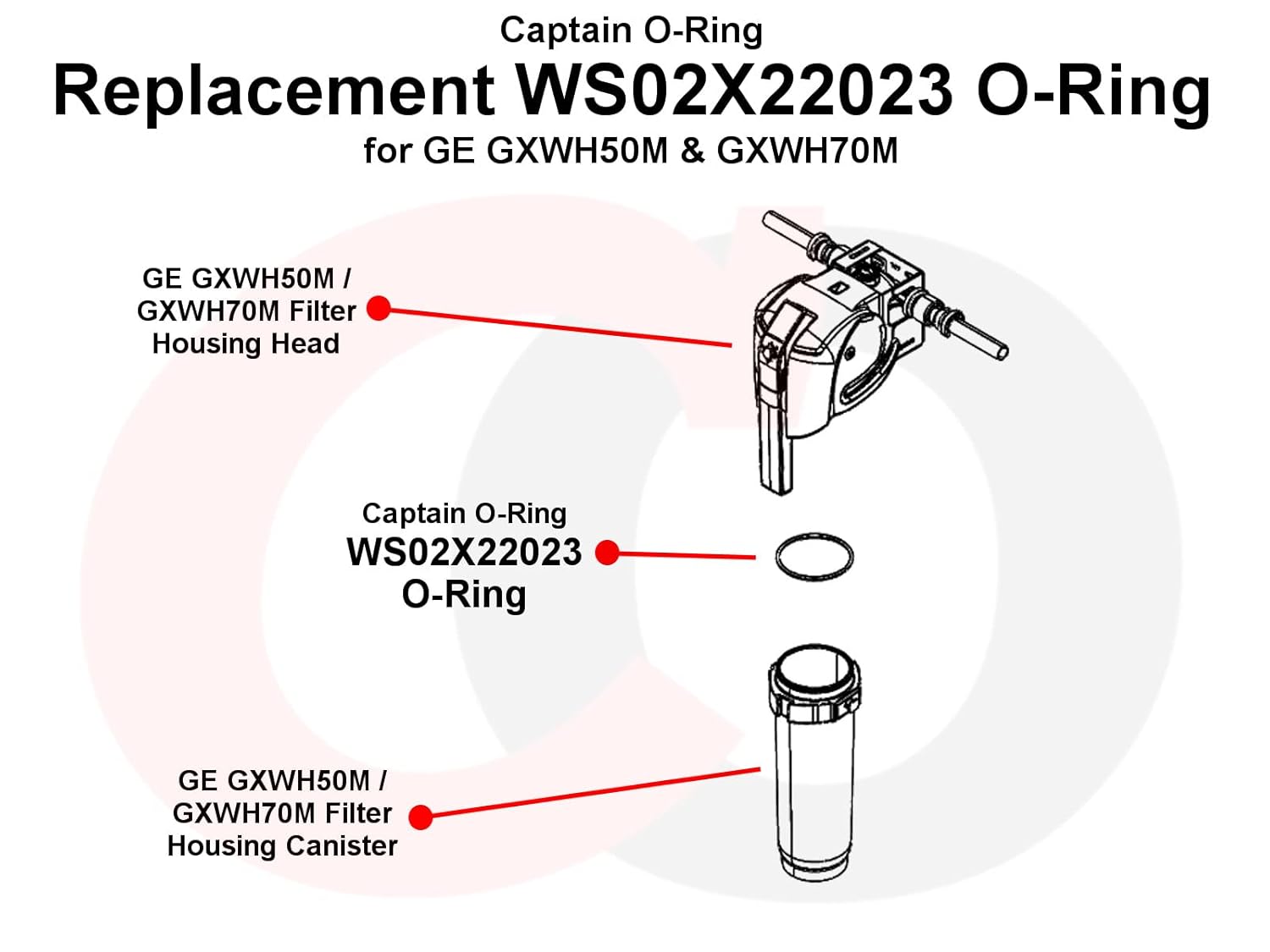 Captain O-Ring – Anillos tóricos WS02X22023 de repuesto para carcasa de filtro de agua GE GXWH50M, GXWH70M00 (paquete de 3)