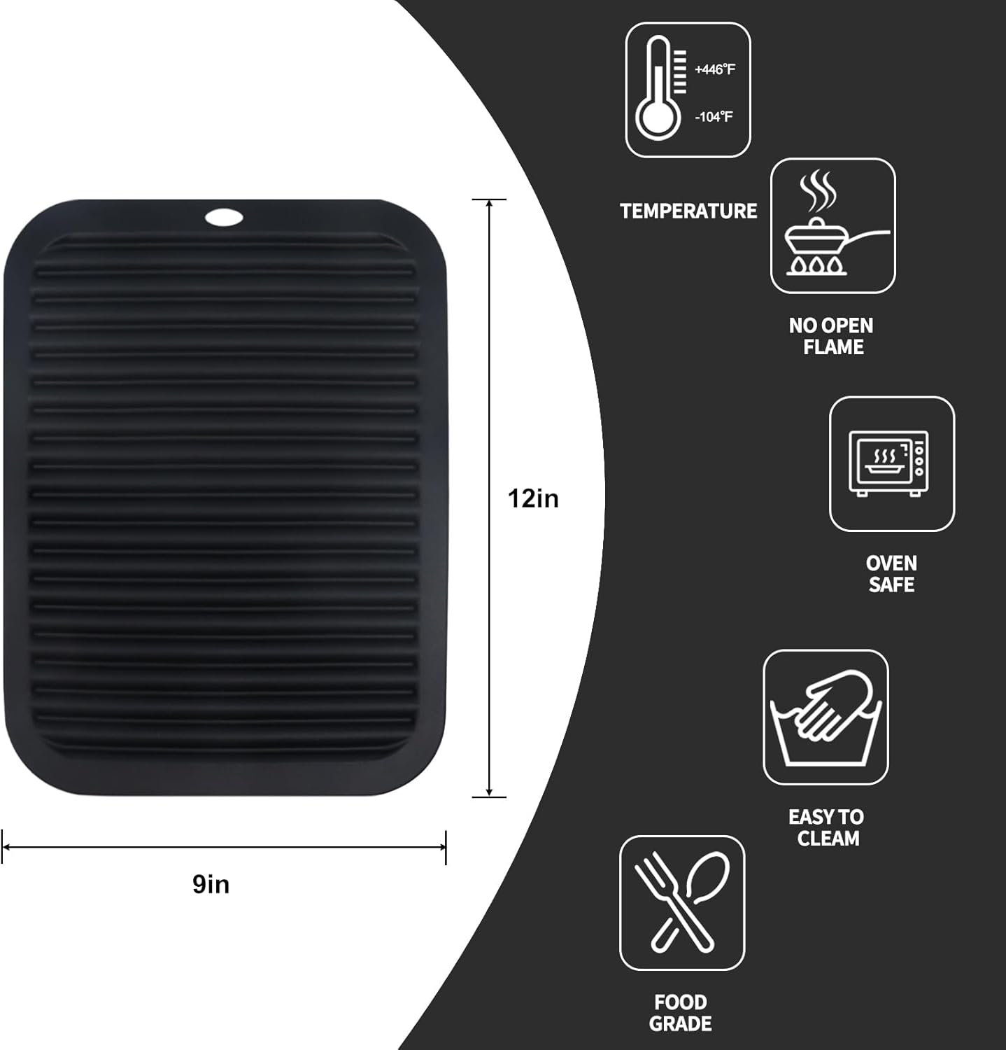 Coomin Salvamanteles de silicona para platos calientes, 2 alfombrillas resistentes al calor para encimeras, almohadillas calientes antideslizantes