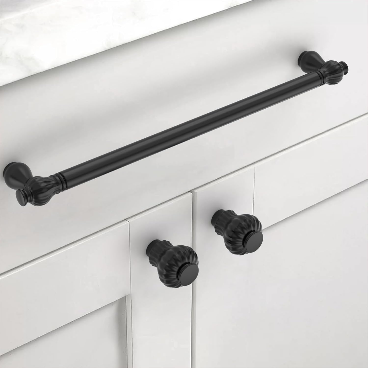 Asidrama Paquete de 10 manijas de gabinete de cocina color negro mate de 7.5 pulgadas (7.559 in), tiradores de gabinete, accesorios de gabinete de
