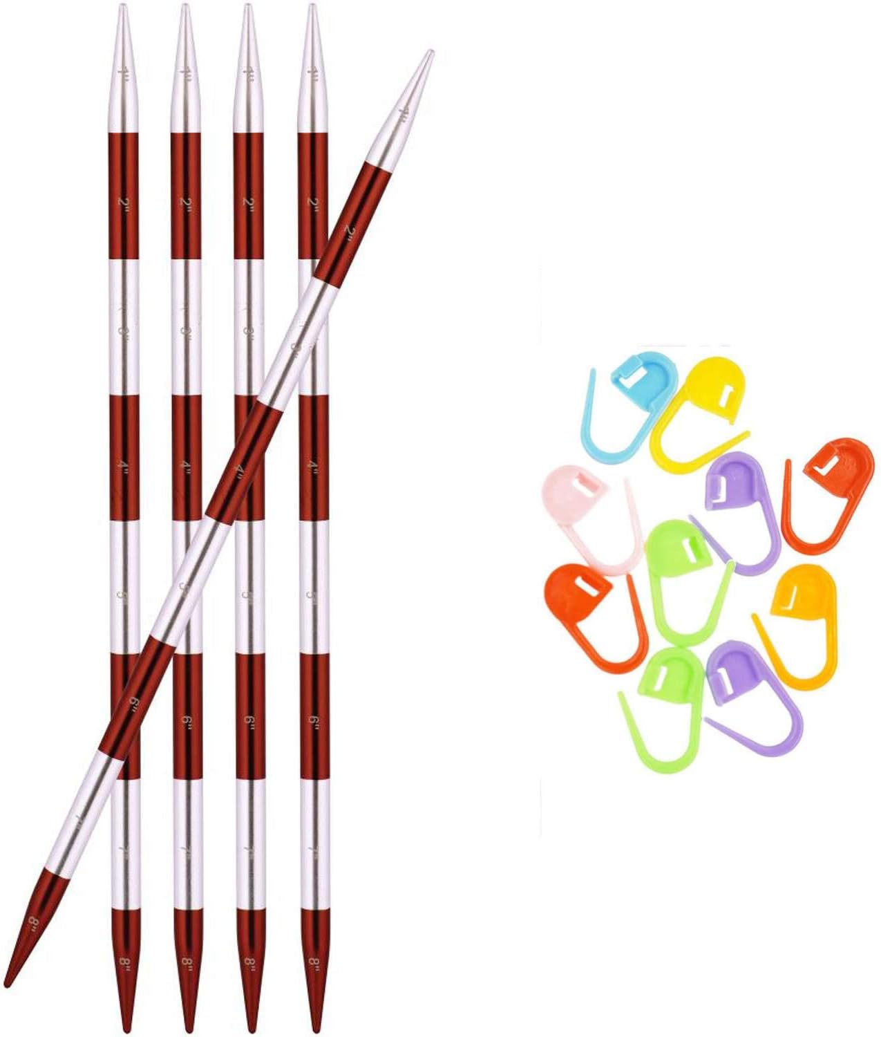 Knitter’s Pride SmartStix – Agujas de tejer DPN de doble punta de 8 pulgadas (7.9in) tamaño US 3 (0.128in) paquete con 10 marcadores de puntada