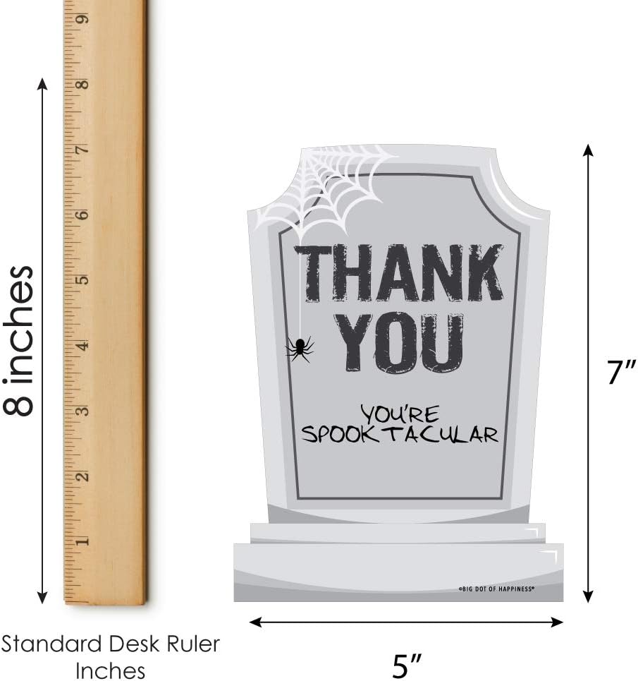 Big Dot of Happiness Graveyard Tombstones – Tarjetas de agradecimiento con forma – Tarjetas de agradecimiento para fiesta de Halloween con sobres –