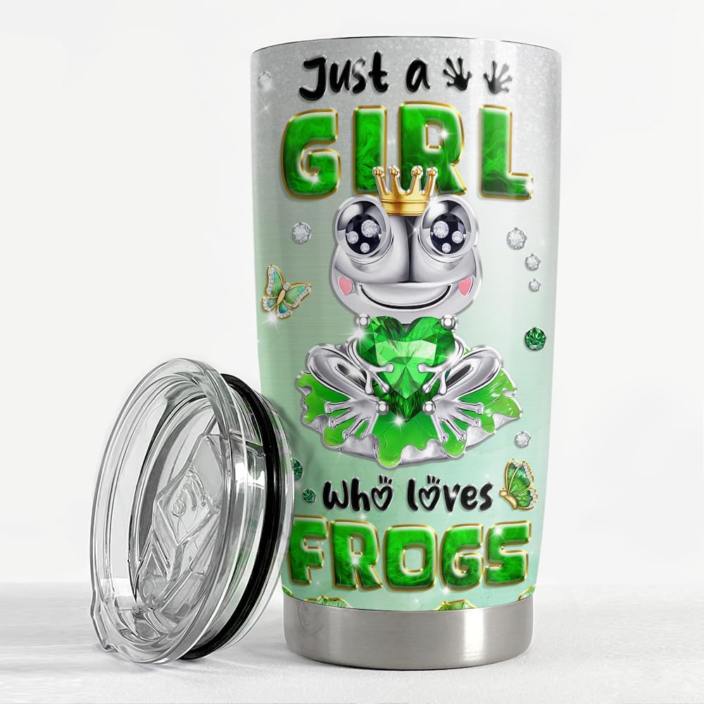 SANDJEST Vaso de rana de 20 onzas con aislamiento de acero inoxidable para niñas y adolescentes, regalo para cumpleaños o Navidad