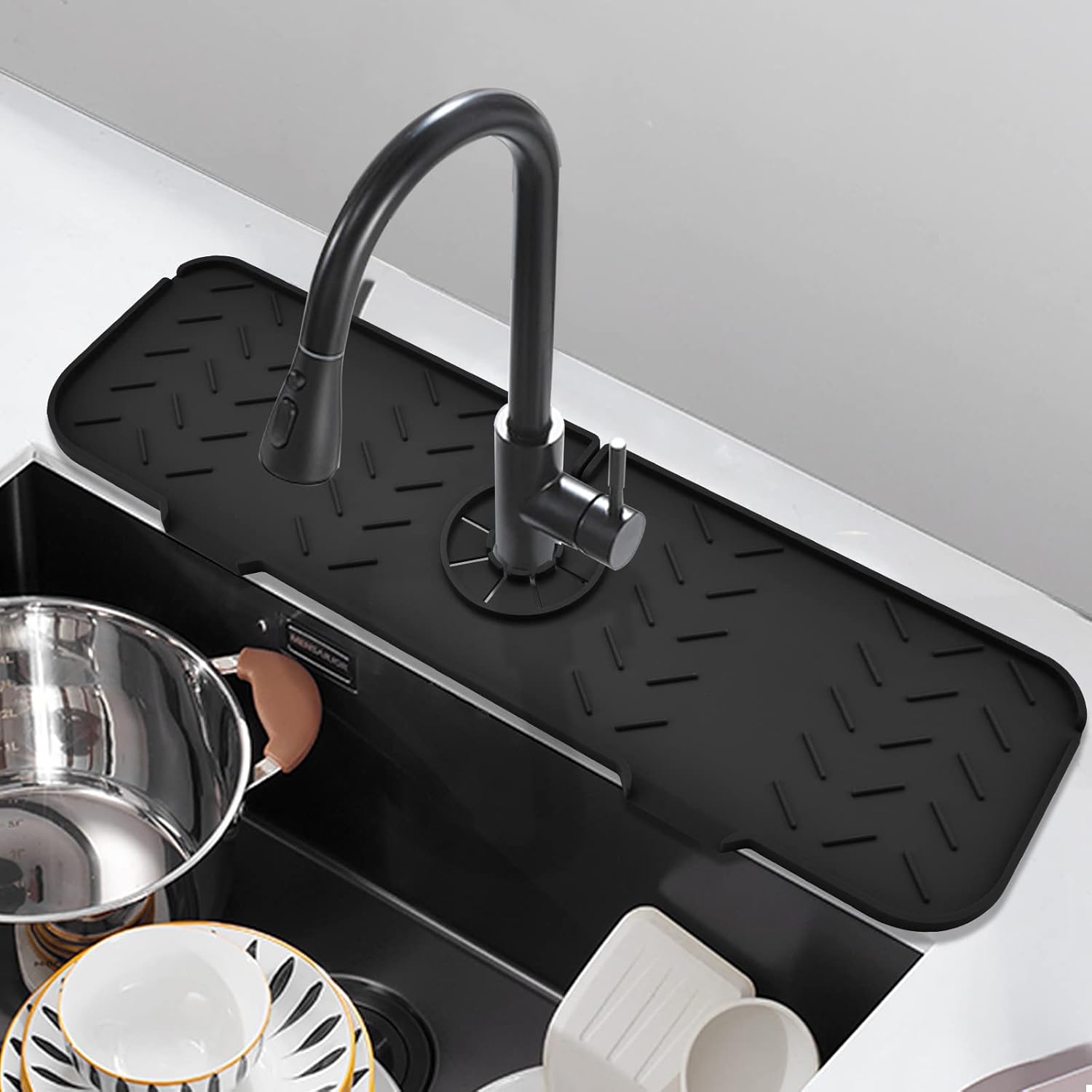Protector contra salpicaduras para fregadero de cocina, bandeja de silicona para atrapa goteo, soporte de esponja de cocina, tapete protector