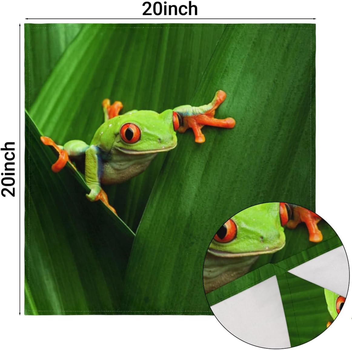 Cloth Napkins Set of 4 Red Eyed Frog 20×20 Inch Cloth Napkins Tree Frog Jungle Leaf Washable Reusable Kitchen Dinner Napkins Table Decor for