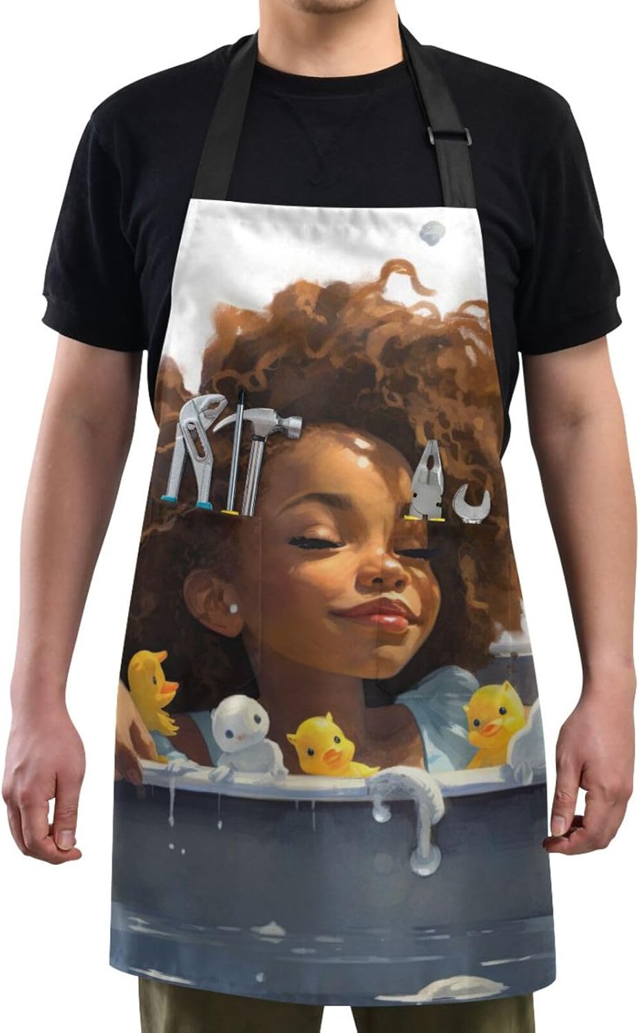 RPLIFE a Girl Laying into a Jacuzzi of Duckies – Delantal de cocina para mujer, bolsillos de delantal, delantal impermeable para cocinar, delantal