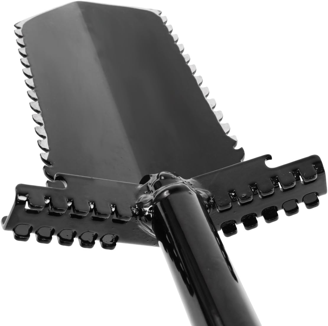 Anaconda NX-6 Pala de acero templado de 36″ con hoja dentada doble y clavijas de pie