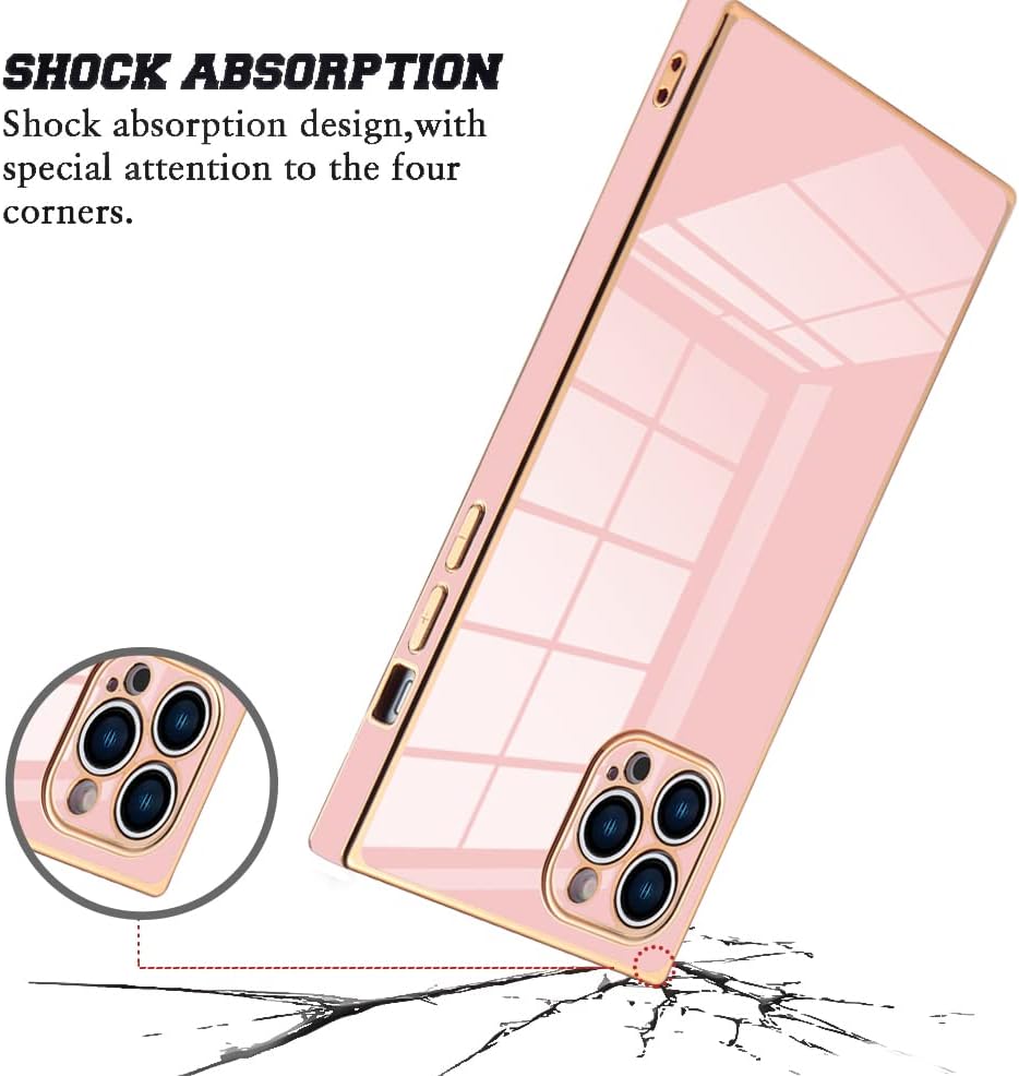 KANGHAR Funda cuadrada compatible con iPhone 13 Pro Max de lujo con bonito diseño galvanizado, funda cuadrada de cuerpo completo, antiarañazos, a