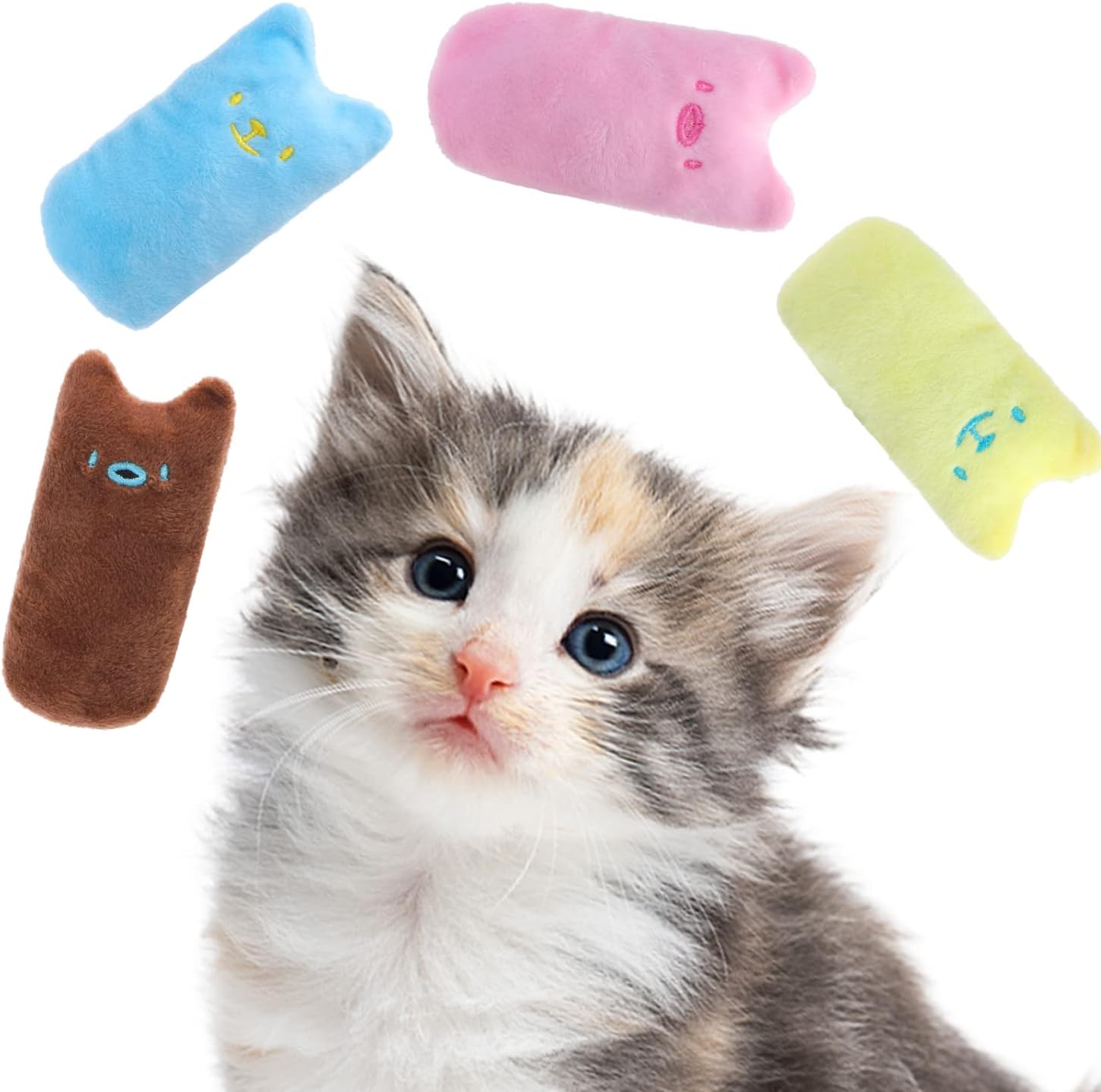 Nobleza Juguetes de gatito para gatos de interior, paquete de 4 juguetes masticables para dentición de gatos con papel arrugado, juguete interactivo