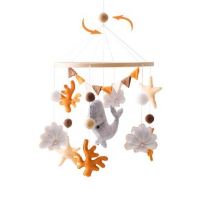Móvil de bebé para cuna  Móviles de animales del océano para bebés  Móviles de guardería con ballena de fieltro suave hecho a mano  Juguetes de Móvil de bebé para cuna  Móviles de animales del océano para bebés  Móviles de guardería con ballena de fieltro suave hecho a mano  Juguetes de