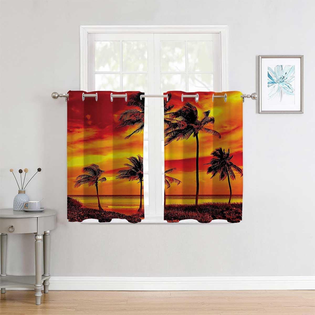 YANFENQI Cortinas para Habitacion Tropical Decor Collection Blackout Door Curtain Acoustic Blanket 55Inch Width by 55Inch Length,2 Panels