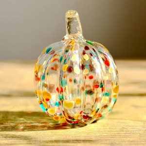 Hophen Art – Figura de calabaza soplada de cristal, con manchas coloridas, estatua de calabaza hueca para el día de Acción de Gracias, decoración Hophen Art – Figura de calabaza soplada de cristal, con manchas coloridas, estatua de calabaza hueca para el día de Acción de Gracias, decoración
