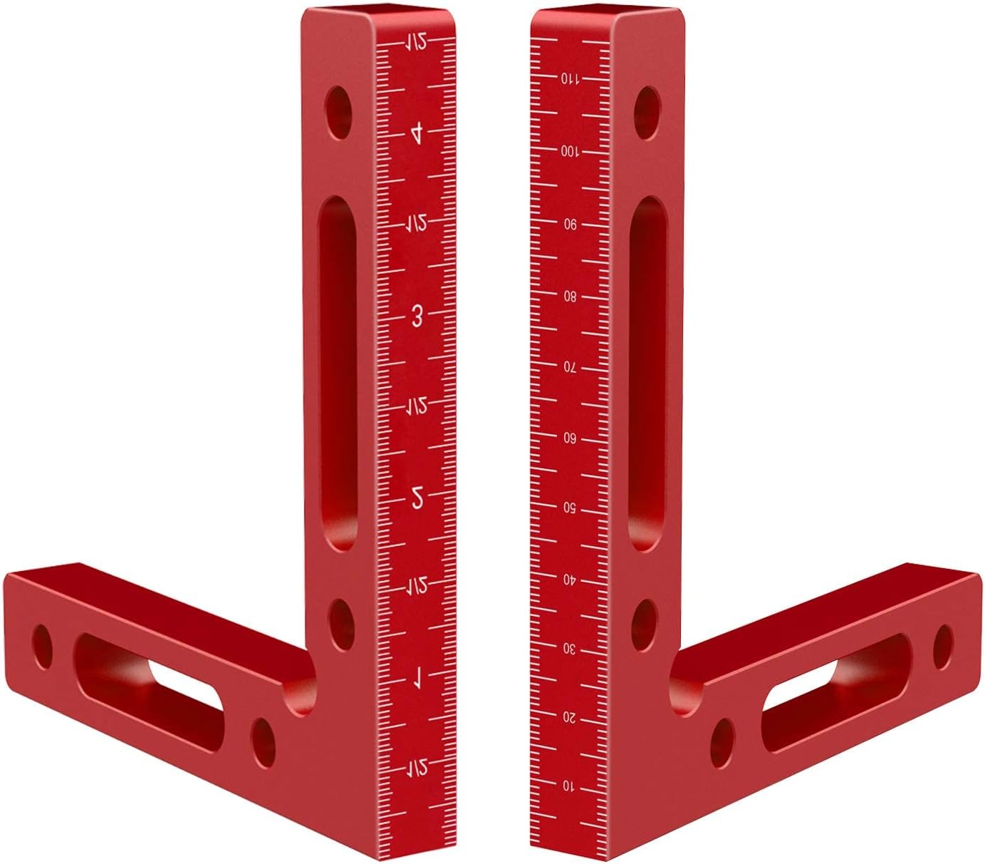 2 cuadrados de posicionamiento de aleación de aluminio de 90 grados, abrazaderas de ángulo recto de 4.7 x 4.7 pulgadas, herramienta de carpintería