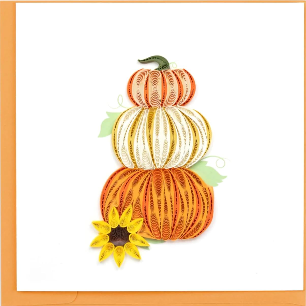 Quilling Card Tarjeta de felicitación 3-D de Feliz Halloween Feliz Acción de Gracias – Calabazas apiladas Otoño Otoño