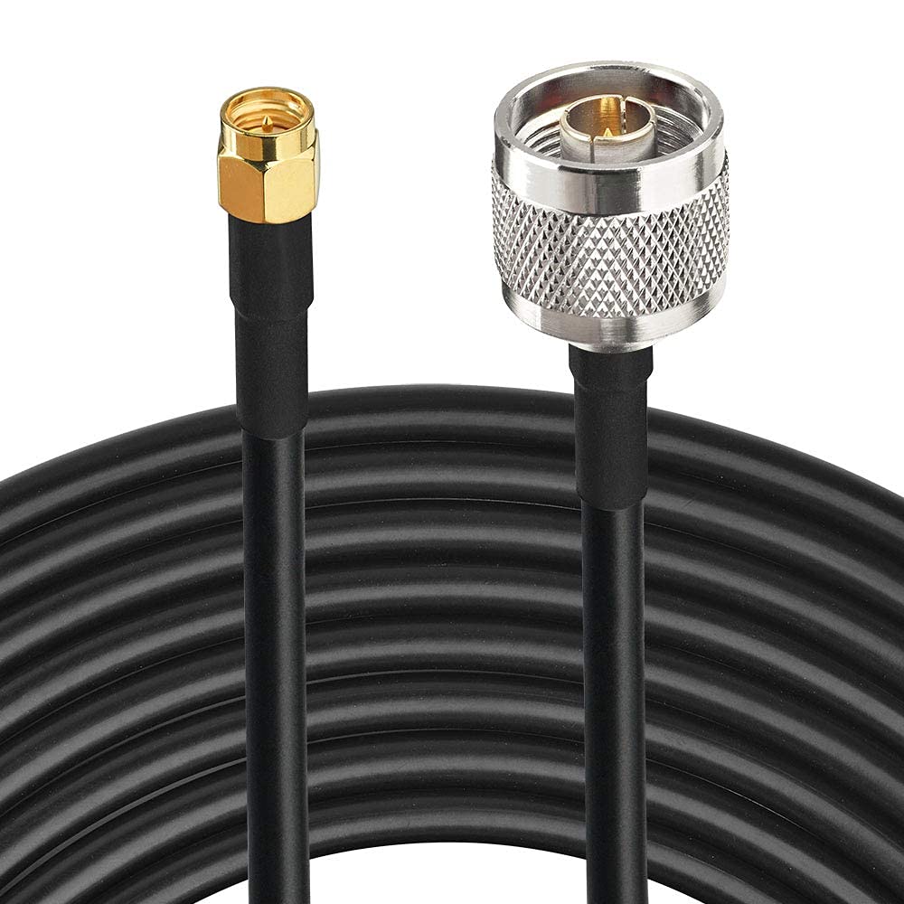 Superbat Baja pérdida N macho a SMA macho con conectores resistentes a la intemperie Cable RG58 (12 pies, 3.5M) para antena de celda