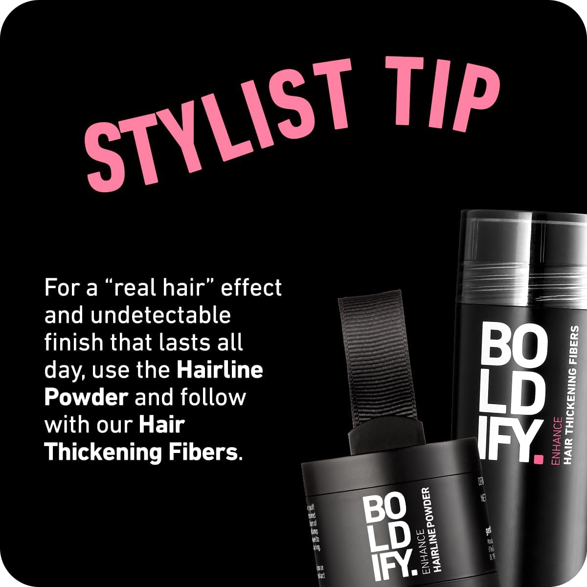 BOLDIFY Polvo de línea capilar  Botella más grande de 0.35 oz  Polvo de retoque de raíz  Oculta instantáneamente la pérdida de cabello  Toppers para