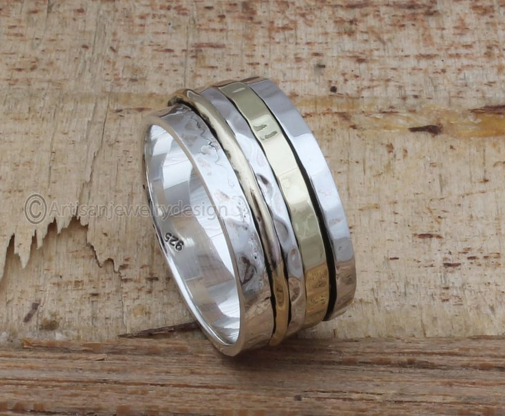 925 Silver Ring, Handmade Ring Women, Wide Band Ring, Spinning Silver Ring, Fidget Spinner Ring, Anxiety Spinner Ring, Spinner Band Ring, Thumb