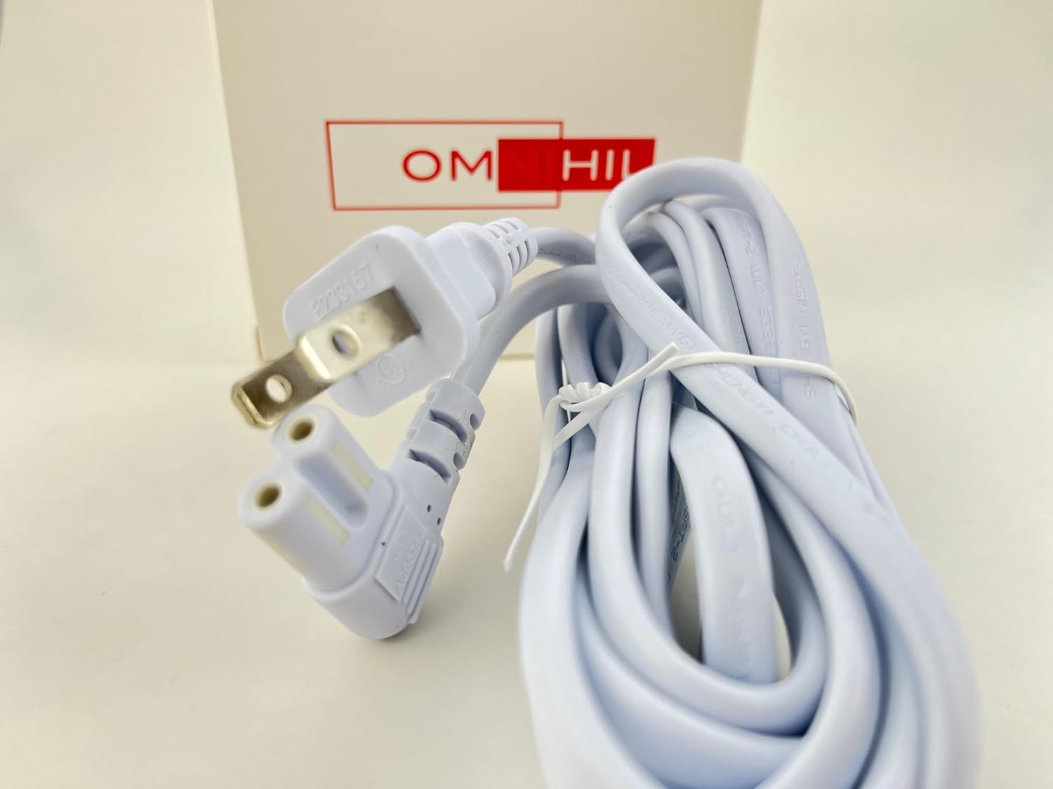 OMNIHIL – Cable de alimentación C7 en forma de L extra largo blanco de 10 pies para radio Tivoli Audio M1BTSLC Model One