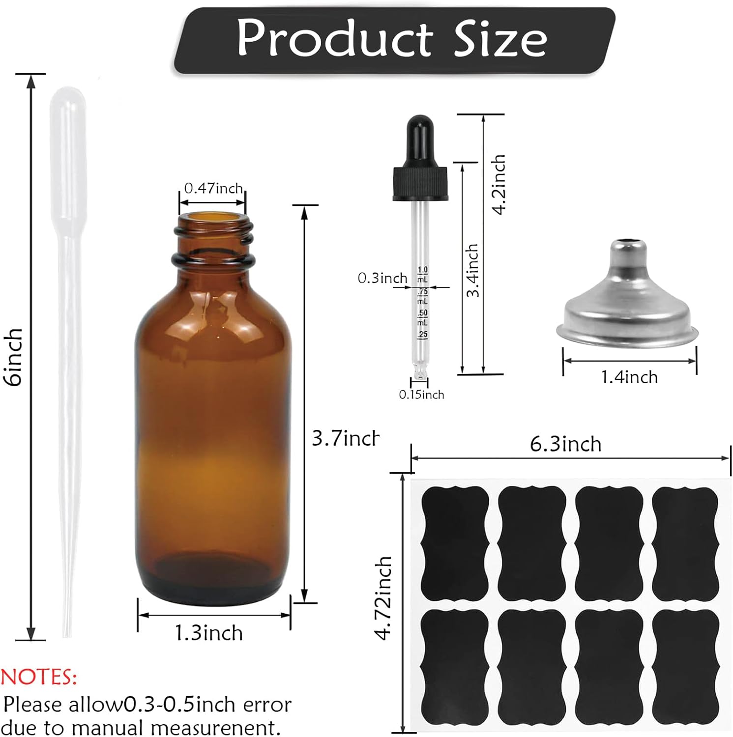 Z-synka Paquete de 10 botellas de vidrio ámbar de 2 onzas con gotero, protección UV, para aceites esenciales, suero, líquidos