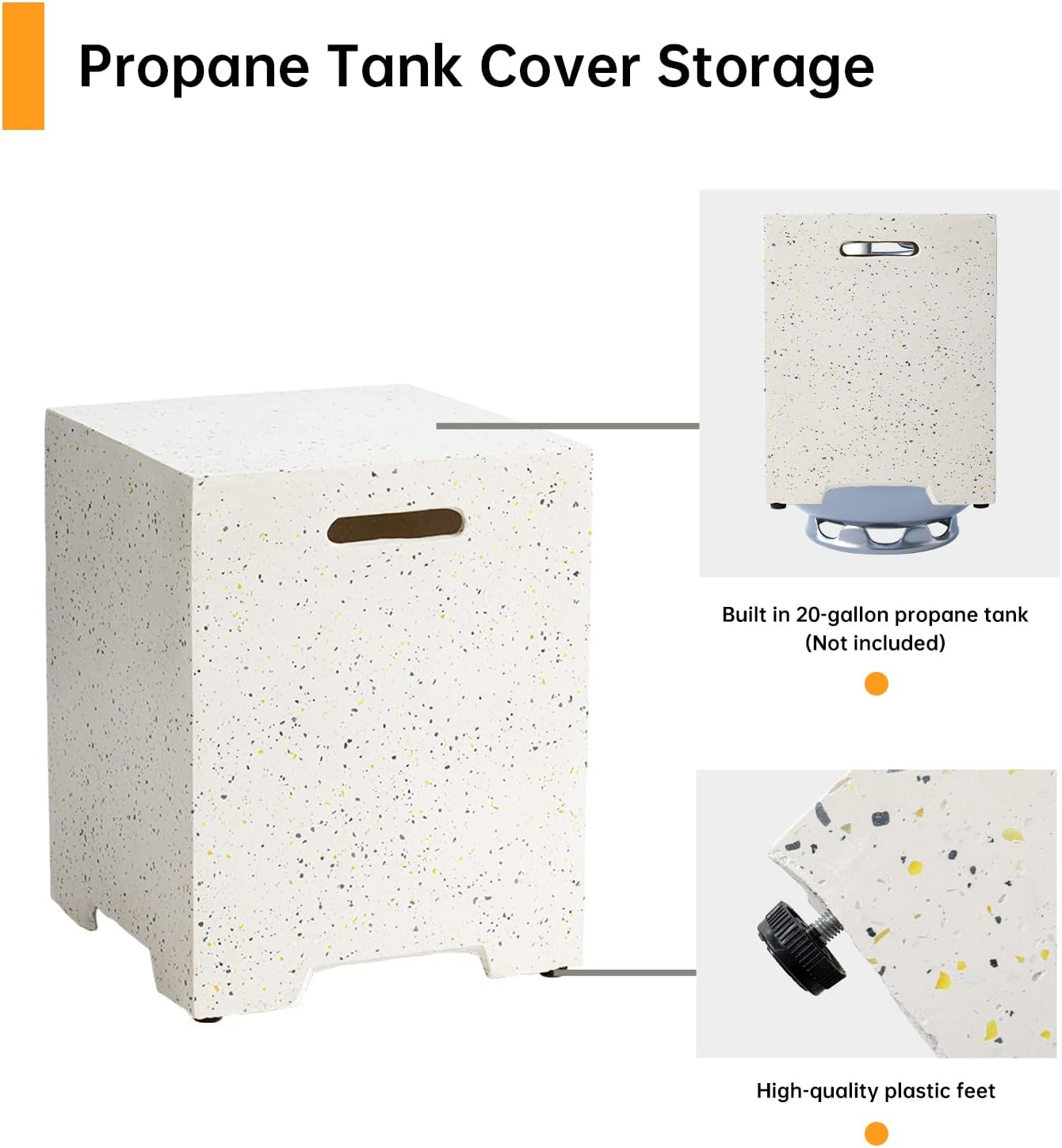 HOMPUS Fogata de propano para exteriores, 50,000 BTU, 42 x 17 pulgadas, mesa rectangular de gas de hormigón para exteriores, muebles sin humo con