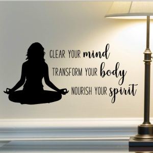 Yoga Quote Wall Decal, Yoga Vinyl Sticker, Mind Body Spirit, 24″X11″ Black, Yoga Studio Decor Yoga Quote Wall Decal, Yoga Vinyl Sticker, Mind Body Spirit, 24″X11″ Black, Yoga Studio Decor