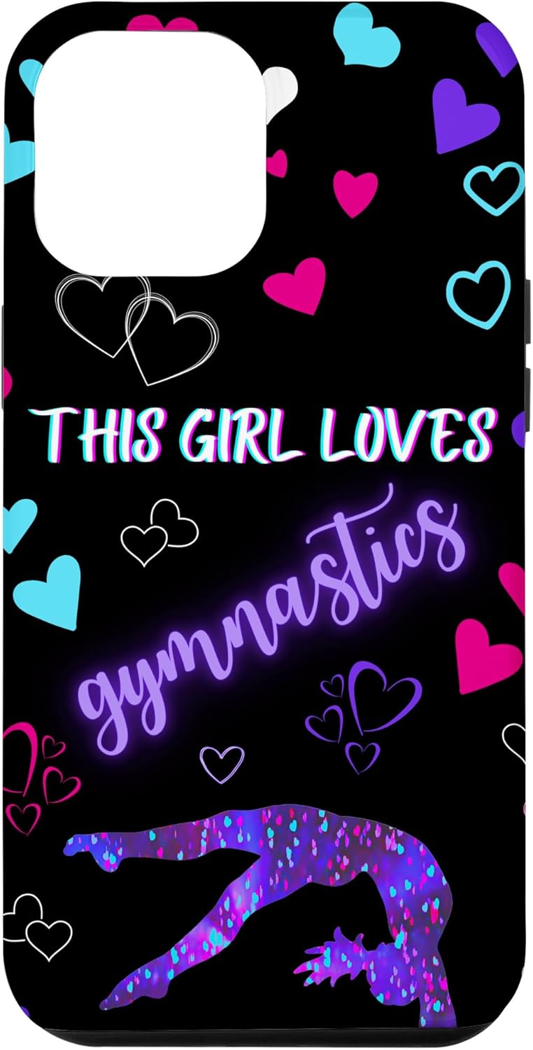 Funda para iPhone 13 Pro Max Gymnast This Girl Heart Loves Gymnastics Pink Teal