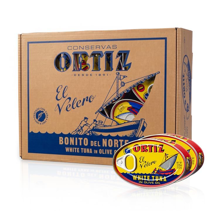 Ortiz Lata ovalada de atún de 3.95 onzas, paquete de regalo de 12  Atún enlatado superior en aceite de oliva  Atún enlatado Oritz en aceite de oliva