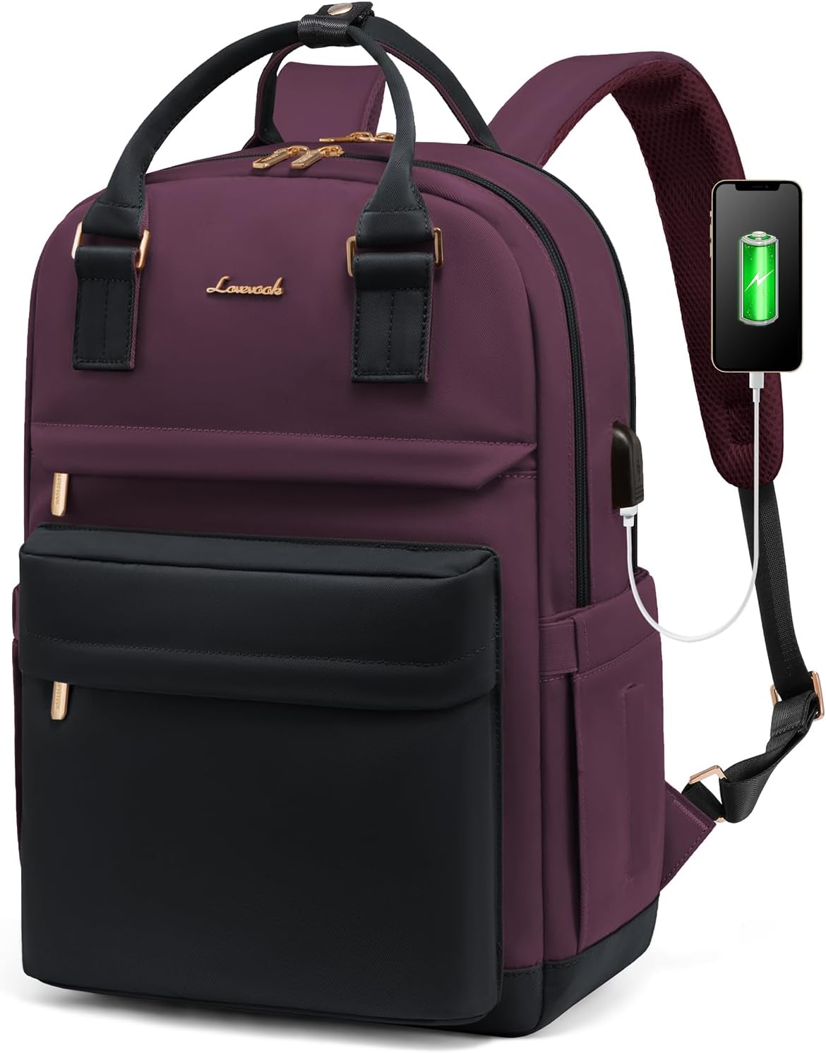 LOVEVOOK Mochila para computadora portátil para mujeres y niñas, mochila impermeable de 15.6 pulgadas, mochila para computadora para estudiantes,