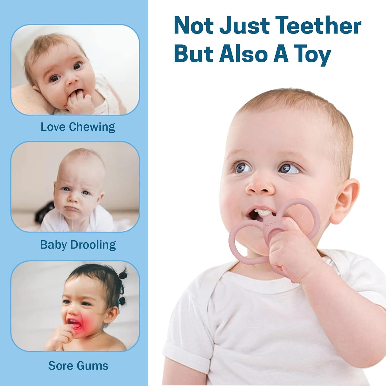 Kungfu Monkey – Juguetes de dentición para bebés con correa de soporte para cochecito, mordedor de silicona de grado alimenticio Seeway – Fácil de