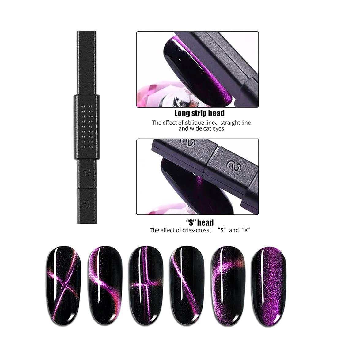 Juego de herramientas magnéticas de uñas de 16 piezas, placa magnética, bolígrafo magnético, imán de doble extremo, varita magnética para ojos de