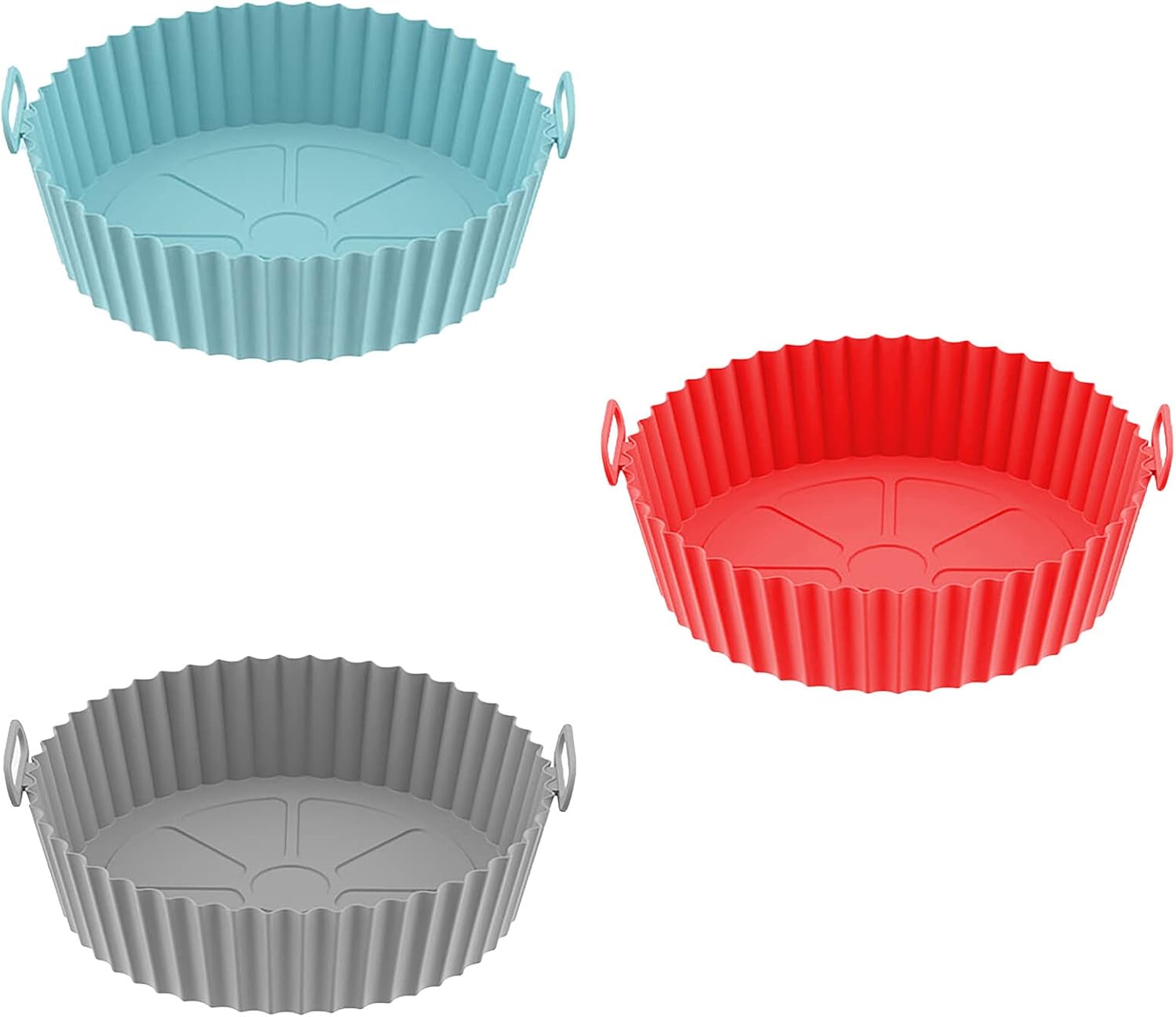 Camidy 3 piezas de forros de silicona para freidora de aire, tazón de cesta de silicona para freidora de aire, reemplazo de papel pergamino