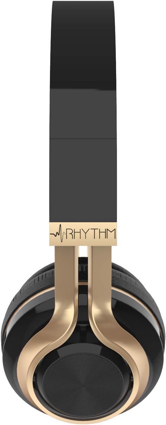Aduro Resonance Auriculares inalámbricos con micrófono plegables sobre la oreja con micrófono auriculares inalámbricos recargables – negrodorado