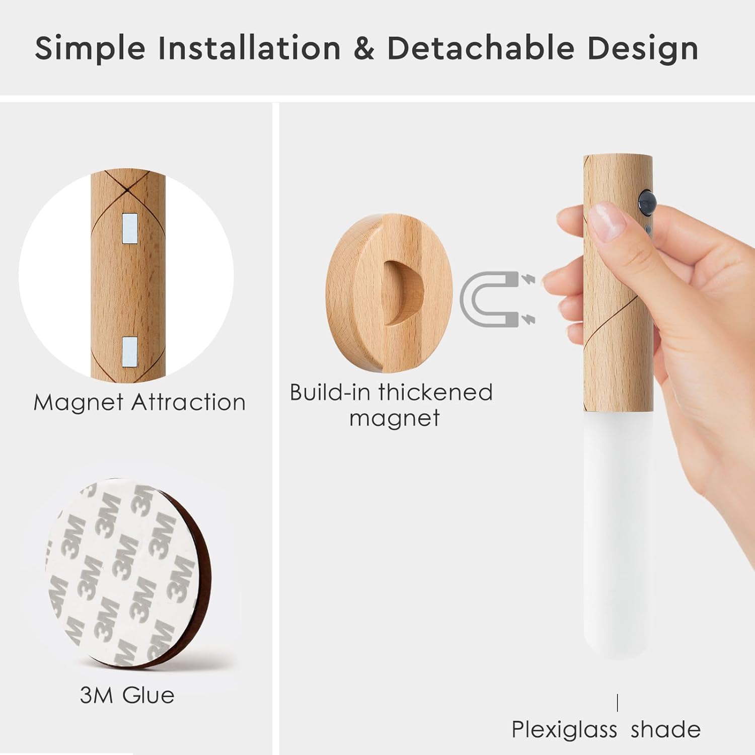 Juego de dos apliques de pared a pilas, sensor de movimiento, luz nocturna, cuerpo magnético, luces de pared recargables a pilas, luces de pared