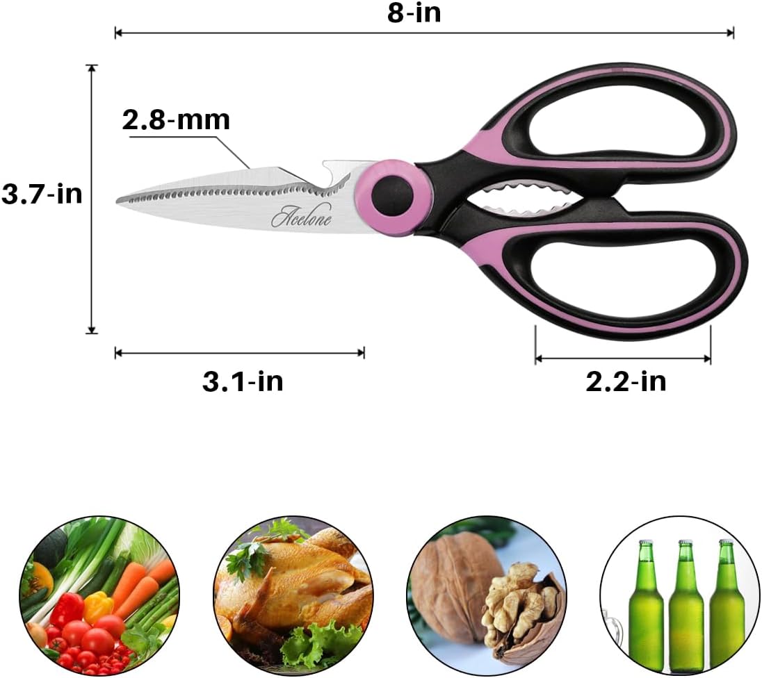 Acelone – Tijeras de cocina de alta calidad, resistentes ultra afiladas, de acero inoxidable, multifunción, para pollo, aves de corral, pescado,