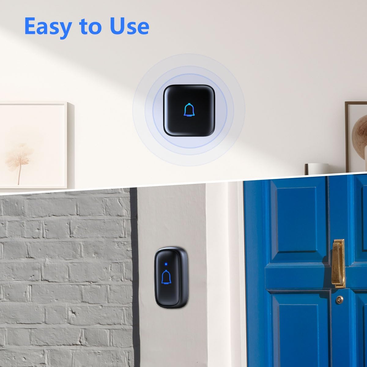 Timbre inalámbrico IP66 resistente al agua de 1000 pies con 56 timbres de 115 dB 7 niveles de volumen, modo de silencio con flash LED, timbre