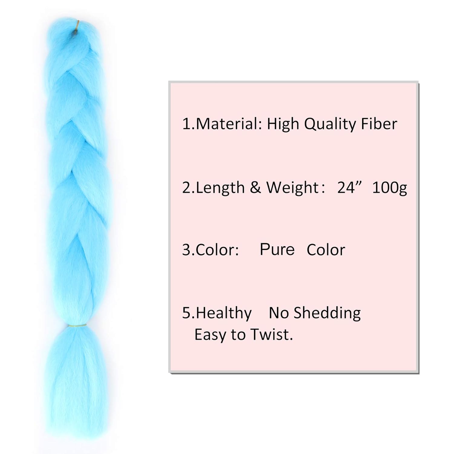 Extensiones de cabello trenzado jumbo color azul cielo Jumbo para trenzas de caja torcida, cabello de ganchillo de fibra sintética de alta