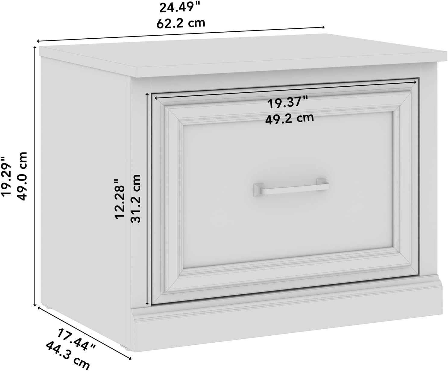 Bush Furniture Woodland – Banco de zapatos pequeño con cajón  Organizador estrecho de calzado para entrada del hogar, vestíbulo y vestíbulo, 24 W,