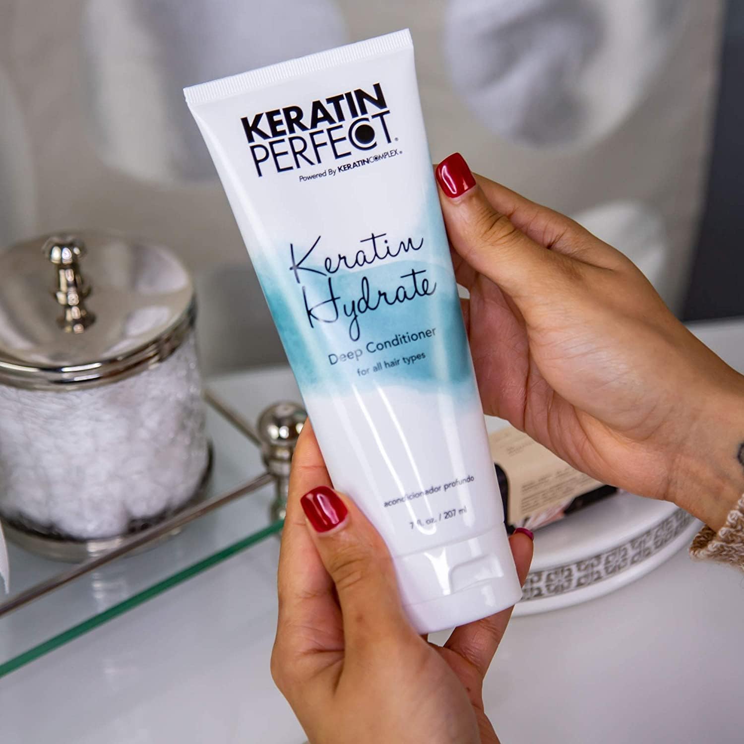 Keratin Perfect Hydrate Deep Conditioner – Tratamiento a nivel de salón para mujeres – Fórmula hidratante mejora el cabello con el tiempo – Restaura