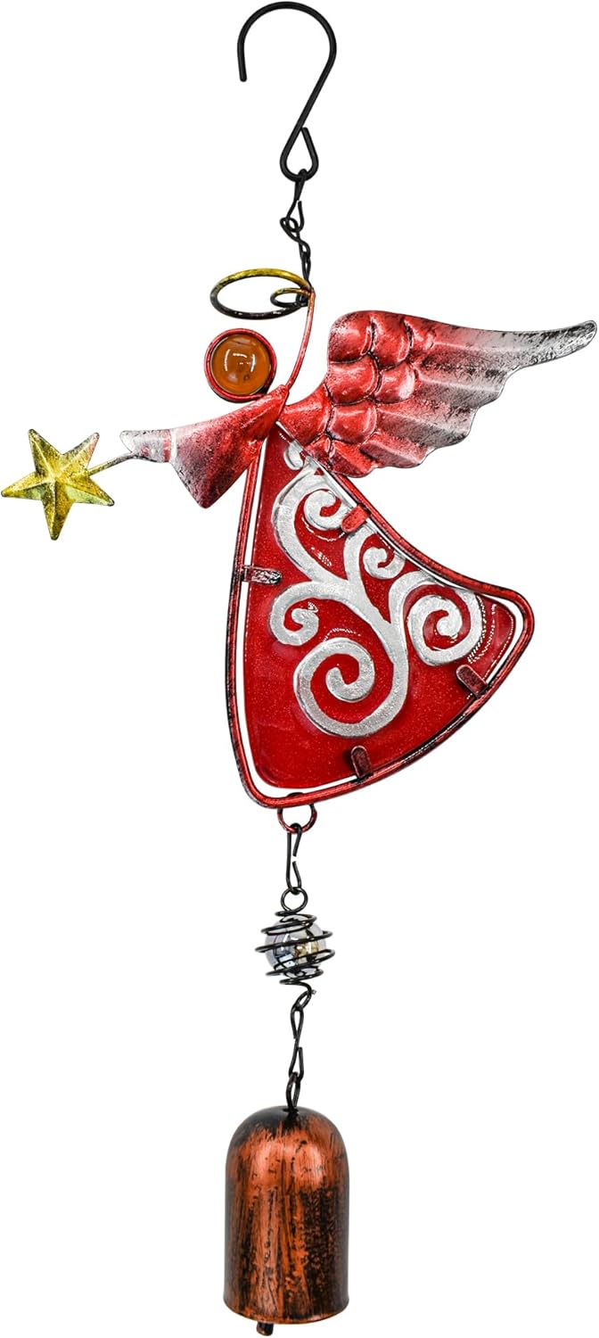 MrMrKura Campana de viento de ángel de metal para colgar, decoración de campanas de alas de ángel, campanas colgantes decorativas, regalos para