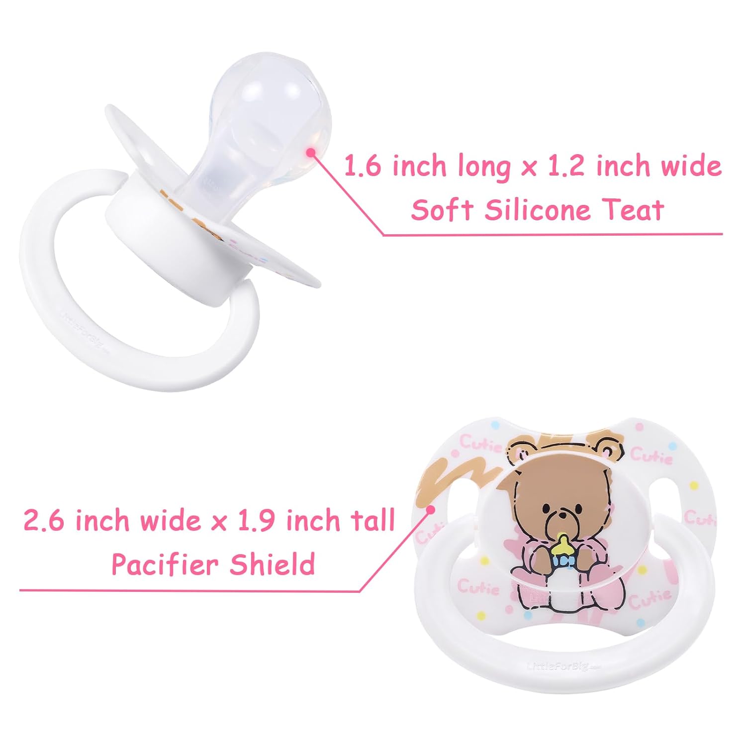 LittleForBig Bigshield Generation-II – Chupete de tamaño adulto con diseño de oso blanco