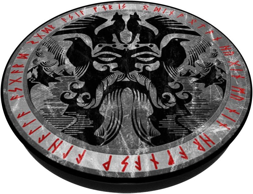 Odin con Fenrir Huginn y Muninn Norse Runes PopSockets Vintage PopGrip agarre intercambiable para teléfonos y tabletas