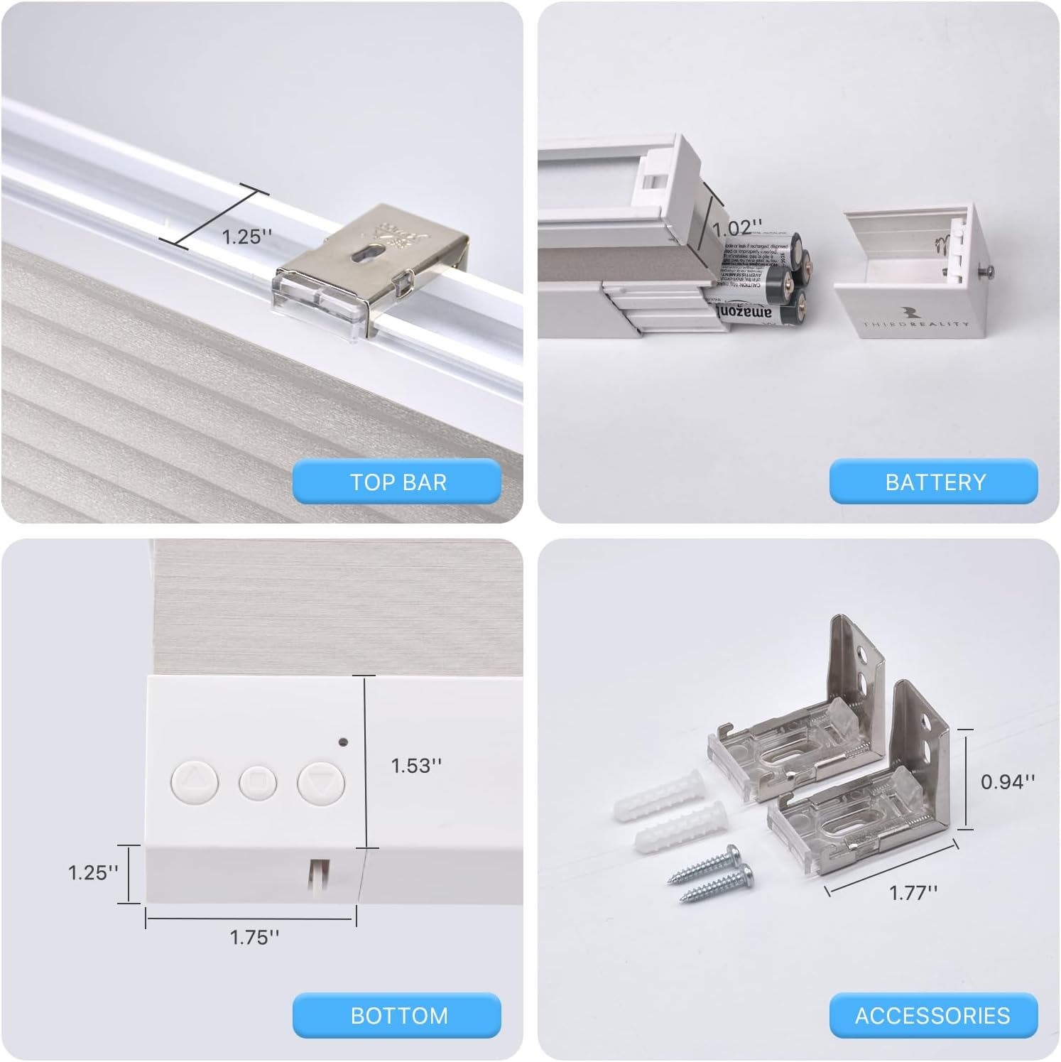 THIRDREALITY ZigBee Smart Blind Lite – Persianas motorizadas semitransparentes, control inteligente, persianas inalámbricas de panal con pilas AA,