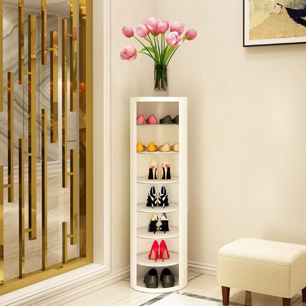 Zapatero – Zapatero estrecho de almacenamiento redondo con rotación de 360, organizador creativo de zapatos pequeños que ahorra espacio para