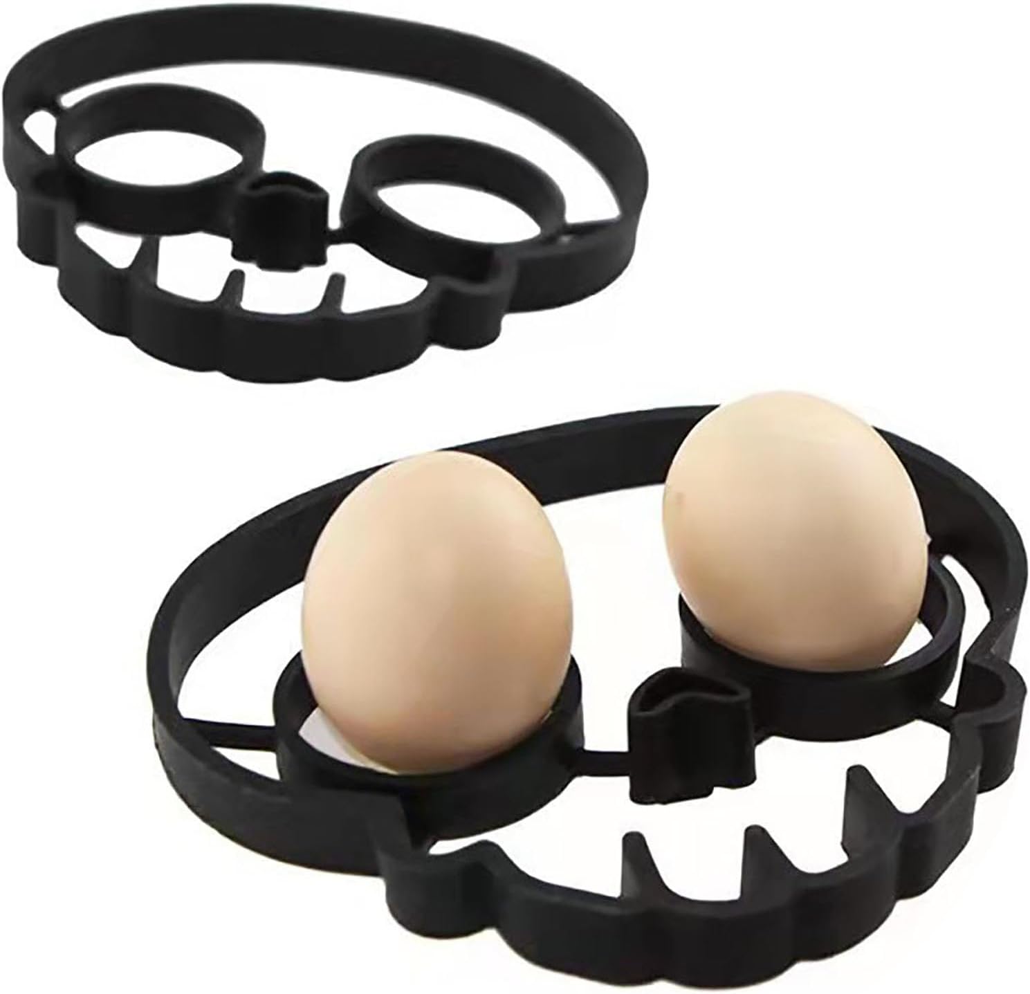 Molde de silicona para huevos fritos, molde de huevo frito de calavera de terror, creativo y divertido anillo de huevo frito de Halloween, anillo