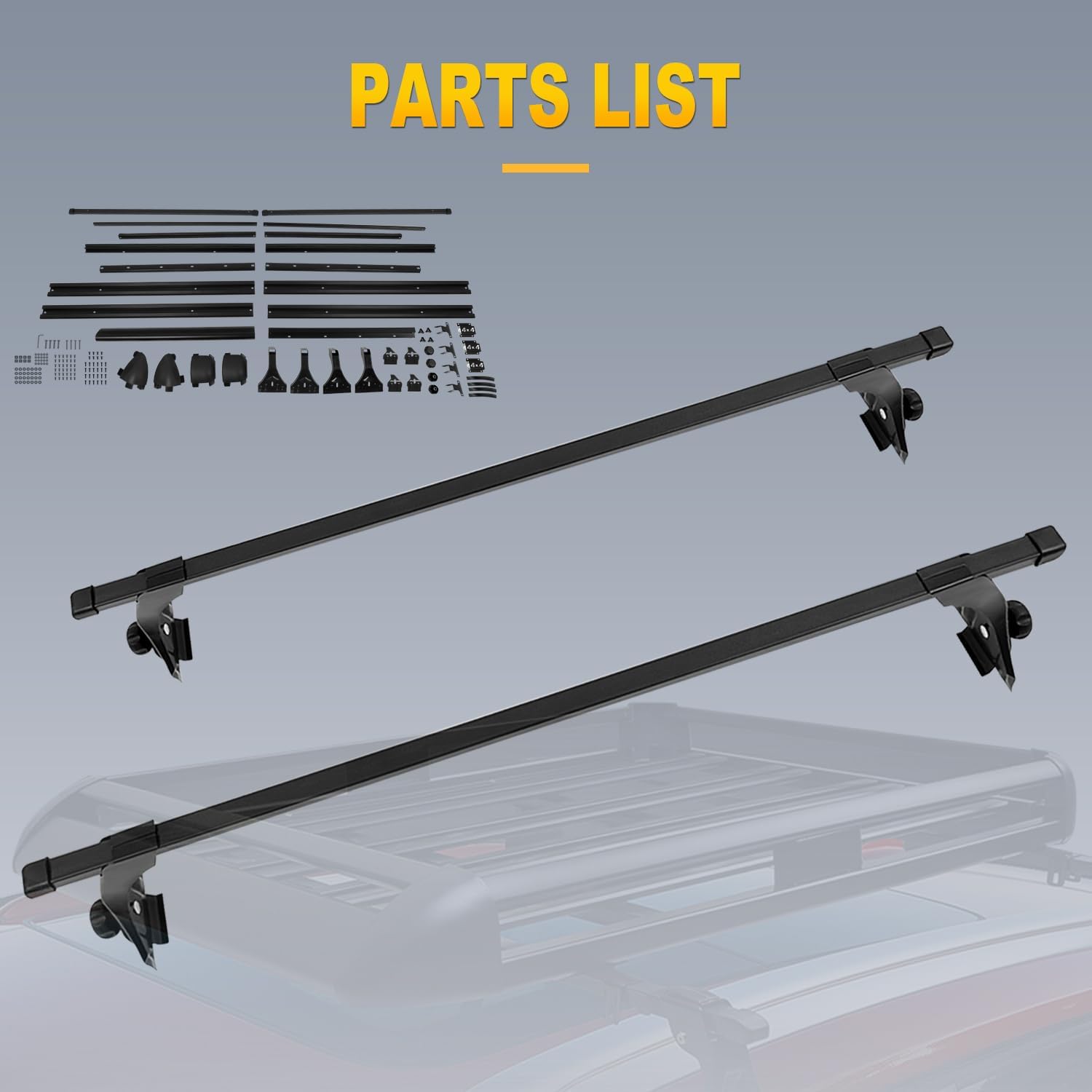 OCPTY Portaequipajes para portaequipajes para barras transversales de 48 pulgadas + cesta de carga compatible con la mayoría de sedanes de 4