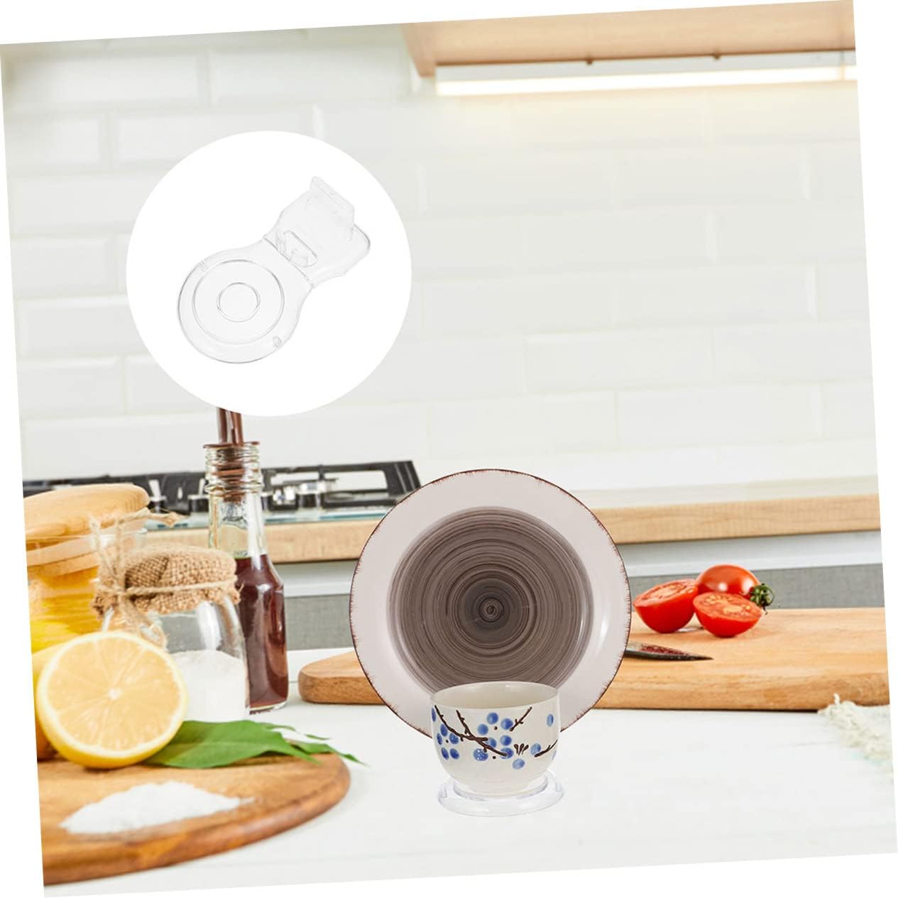 ORFOFE Soporte para platos, taza de café, taza de café transparente, 2 piezas, soporte de exhibición de platos, tazas y platillos acrílico